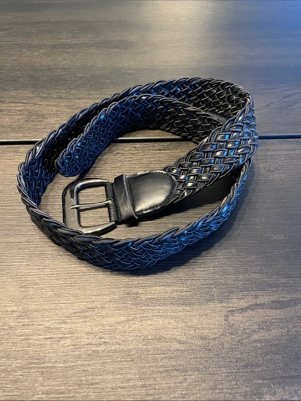 Woven Leather Belt for Women - Black